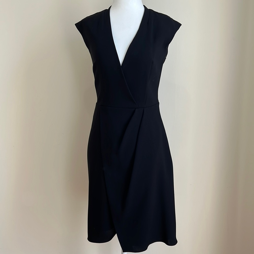 Reiss Faux Wrap Black Mini Dress. NWT. Crepe fabric.
